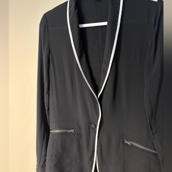 gold hawk silk lightweight professional monochrome preppy gothic blazer - Picture 5 of 7